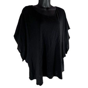 Michelle by Commune Blouse Black Oversized Batwing Short Sleeve Top Women Medium